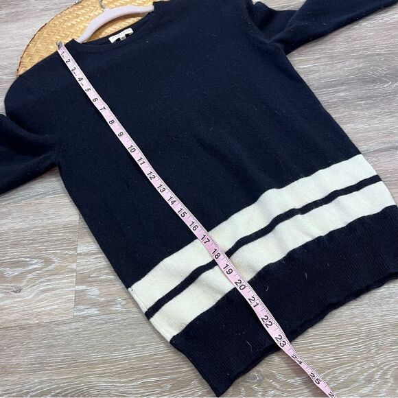 Demylee 100% cashmere navy and white stripe crewneck sweater - Picture 8 of 9